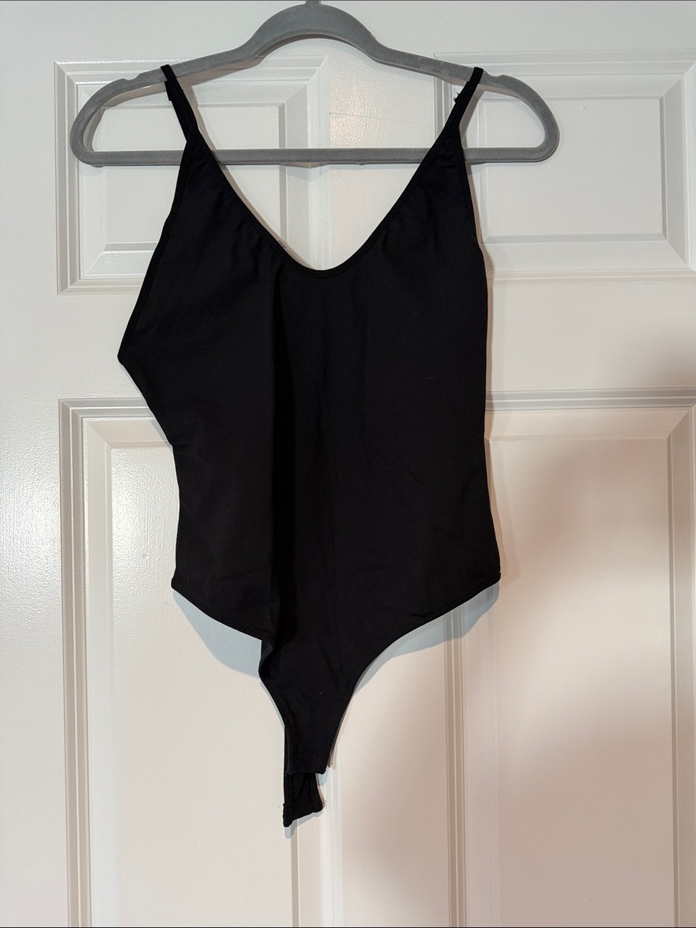 Women's Black Slim-Fit Strap Bodysuit